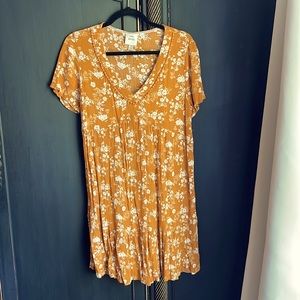 Boho golden/mustard/almost orange floral dress